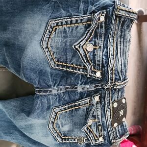 Miss Me Blue Denim Jeans with Embroidered Accents